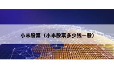 小米股票（小米股票多少錢一股）