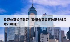 投資公司如何融資（投資公司如何融資金進房地產項目）