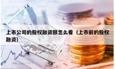 上市公司的股權融資額怎么看（上市前的股權融資）