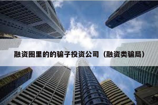 融資圈里的的騙子投資公司(融資類騙局)